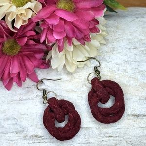 🌎 Suede Leather Braided Knot Dangle Boho Earrings 🌎